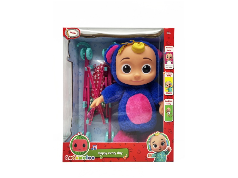 22 Inch B/O Solid Cocomelon JJ Boy Doll With Stroller Toy