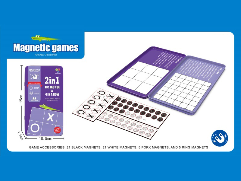 Tic-Tac-Toe +4 Rows 2-In-1 (Magnetic Iron Box)