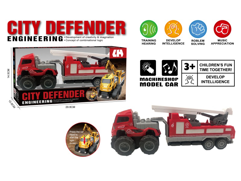 1:16 Friction Fire Ladder Truck (Red) With Sound And Lights