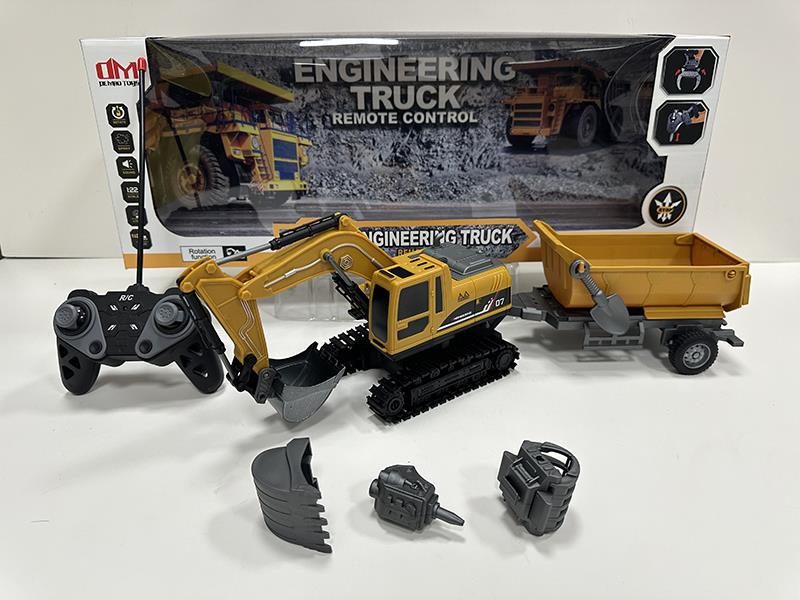 1:22 2.4G 6CH R/C 4 In 1 Plastic Crawler-Type Engineering Truck With Lights, Tipping Trailer (Included  Batteries)