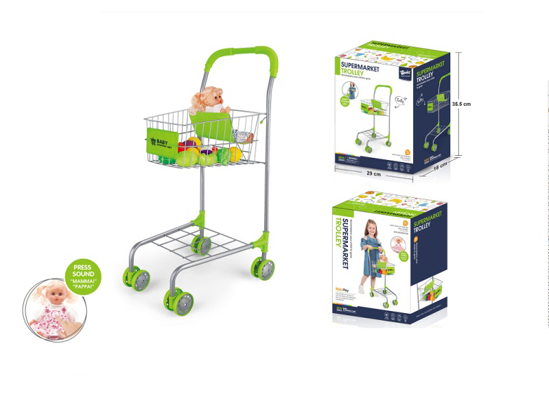 Iron Shopping Cart + Fruits/Dolls