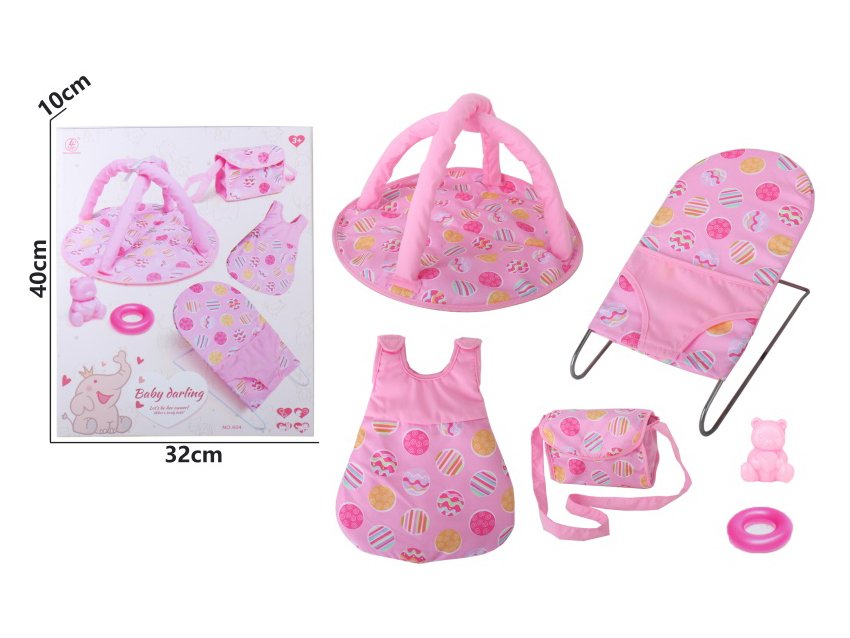 12-16-Inch Doll Cradle, Sleeping Bag, Half Chair, Backpack Six-Piece Set