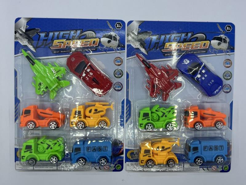 Slide Warplane, Police Car, Transport Truck Set