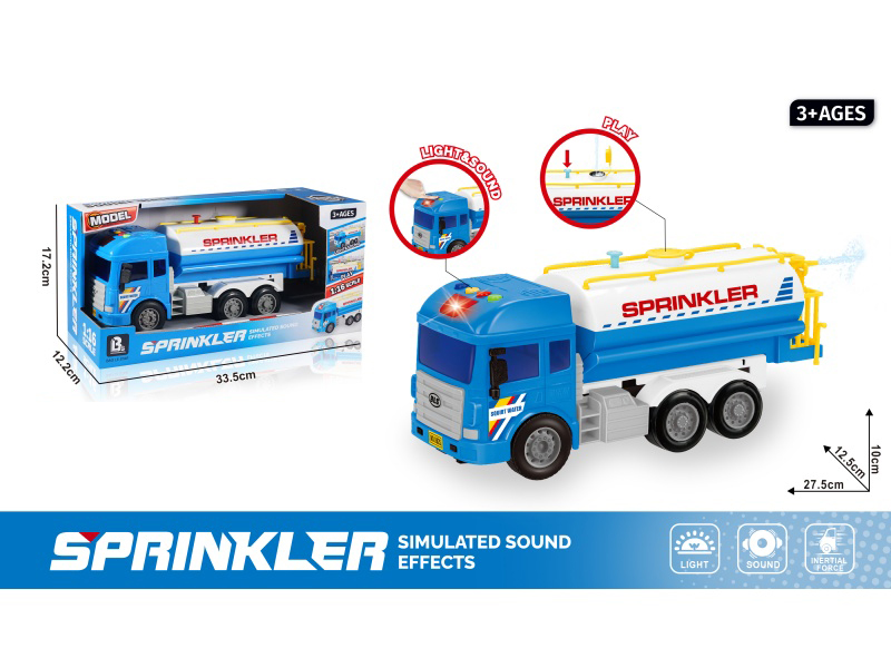 1:16 Sound And Light Inertial Water Sprinkler Truck - Blue (Electricity Not Included :2*Aaa)