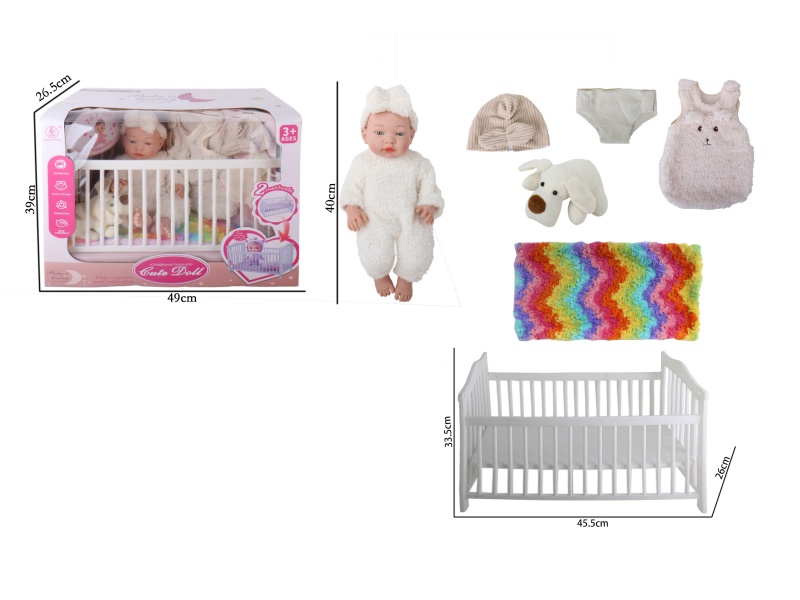 16-Inch Full-Body Rubber Doll (With Female Features) Baby Bed Accessory