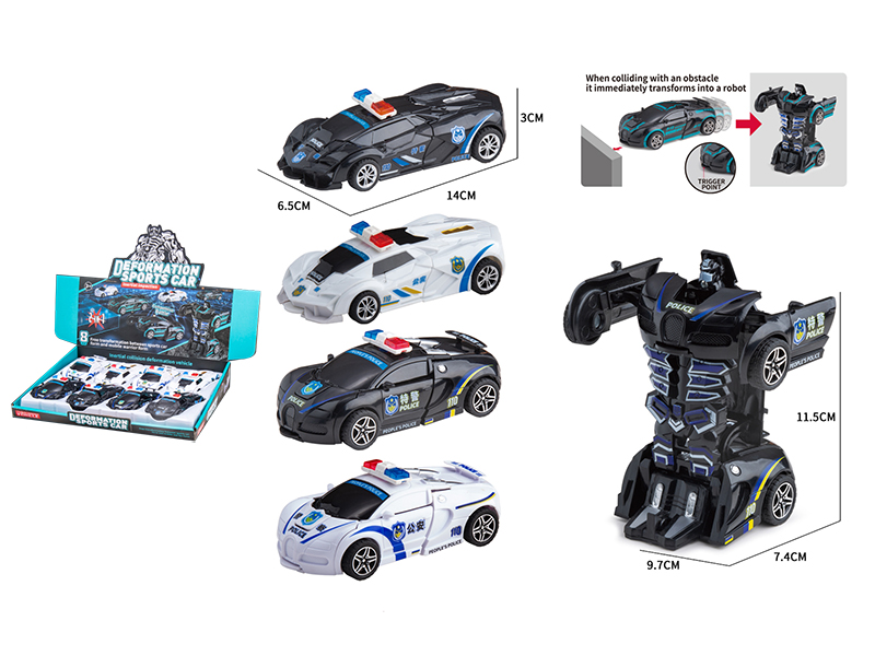 Friction Crash Deformation Bugatti Police Cars 8PCS