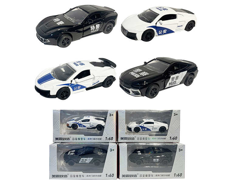 1:60 Pull Back Alloy Police Car(Can Open The Doors)