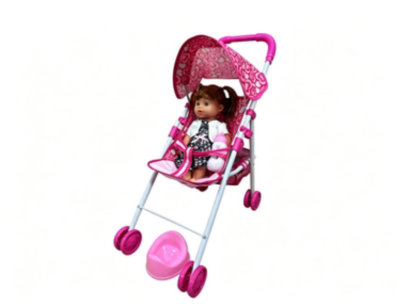An Iron Baby Carriage With A 14-Inch Urinating Doll