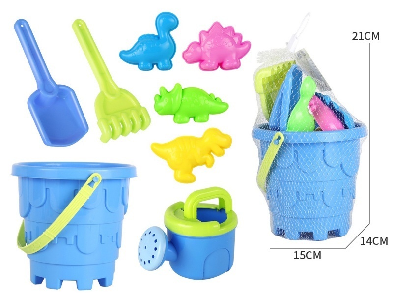 Castle Beach Bucket, Water Spray, Dinosaur 8-Piece Set
