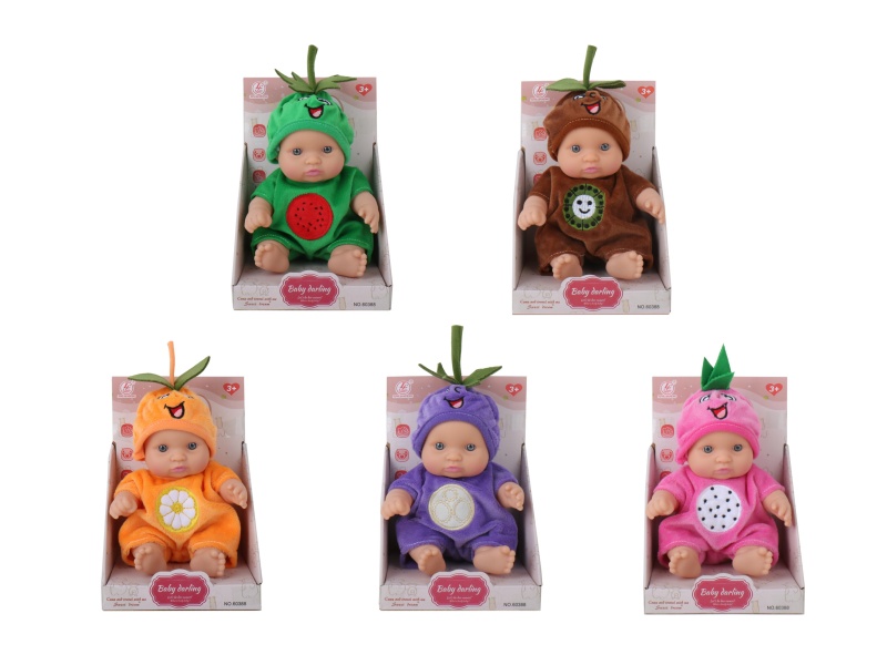 Five 8-Inch Full-Body Rubber (Without Male Or Female Features) Fruit Models (Pitaya, Orange, Watermelon, Kiwi, Eggplant)