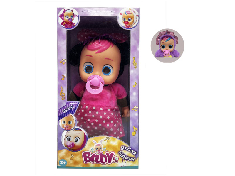 22 Inch B/O Walking 12D Eyes Solid Cry Baby Doll With Pacifier Sensor