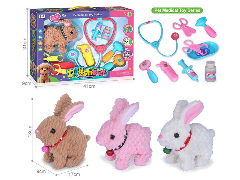 B/O Plush Pet Rabbit Pet Medical Set