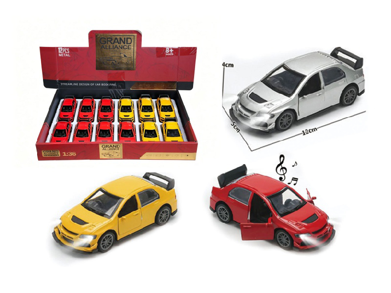 1:36 Huili Alloy Car Model -3 Rhombus Evo With Lights And Music (Red, Yellow And Silver Colors)