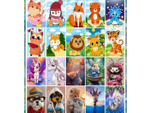 Cartoon Animal 20X30 Pvc Box, Full Diamond Diamond Painting