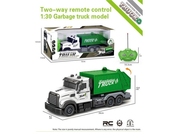 2 Remote Control 1:30 Environmental Sanitation Garbage Compression Transport Vehicle (Electricity Not Included)