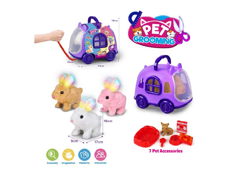 Purple Rope Cart + B/O Plush Light Rabbit + Accessories