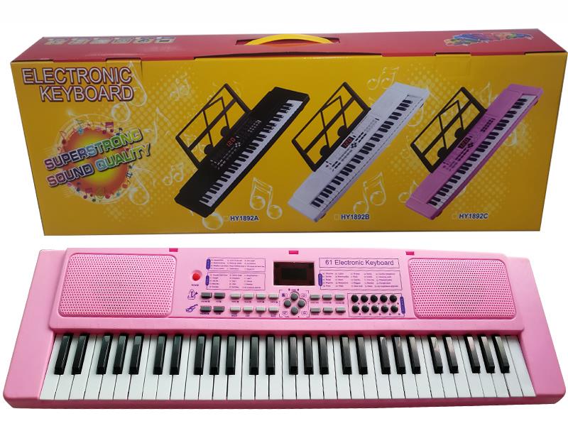 61 Keys Dual Speaker Digital Electronic Organ(Pink, With USB, Microphone)