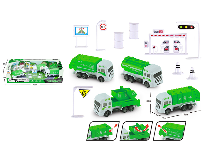 Pull Back Sanitation Truck Sence Set