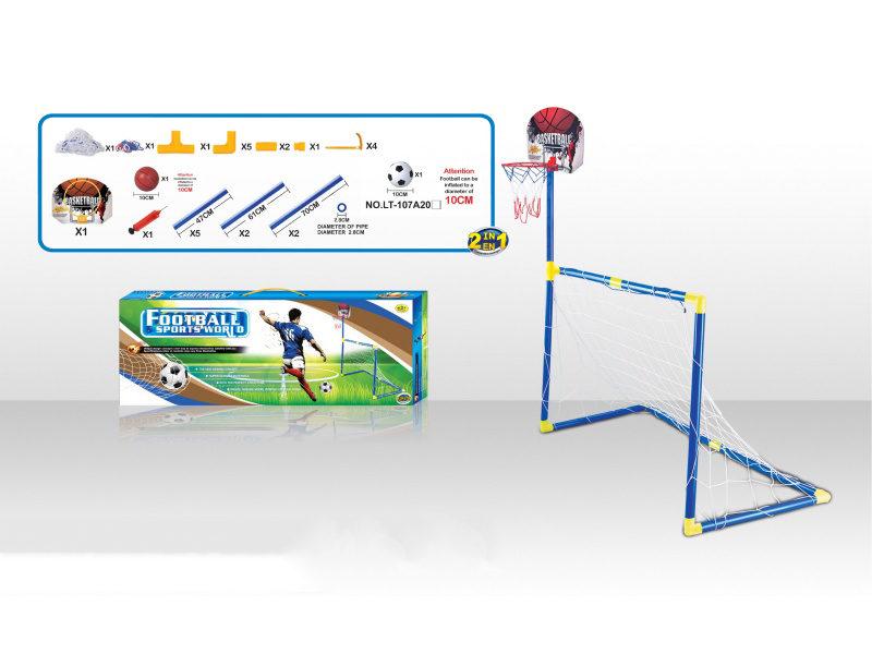 2-In-1 Football Goal + Basketball Board 12 CM Football