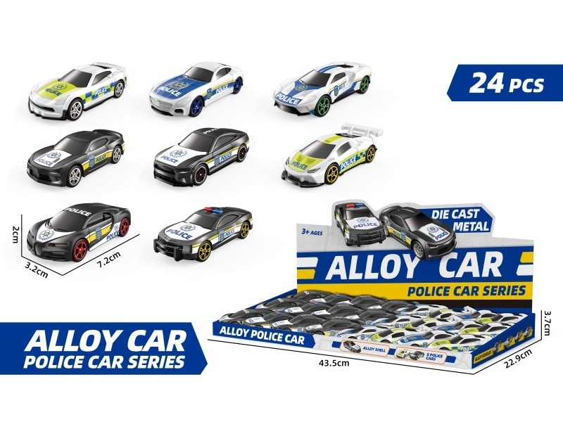 1:64 Sliding Alloy Police Car (8 Models Mixed)