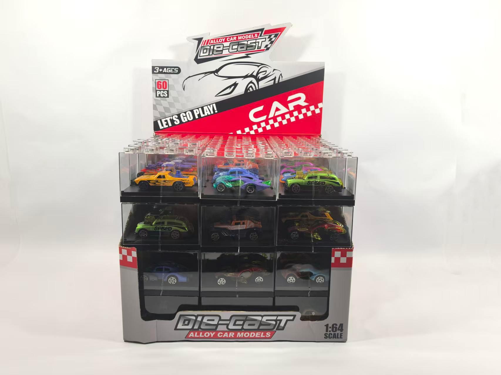 16 Mixed Sets Of 1:64 Alloy Sliding Sports Cars (60Pcs Wooden Box)