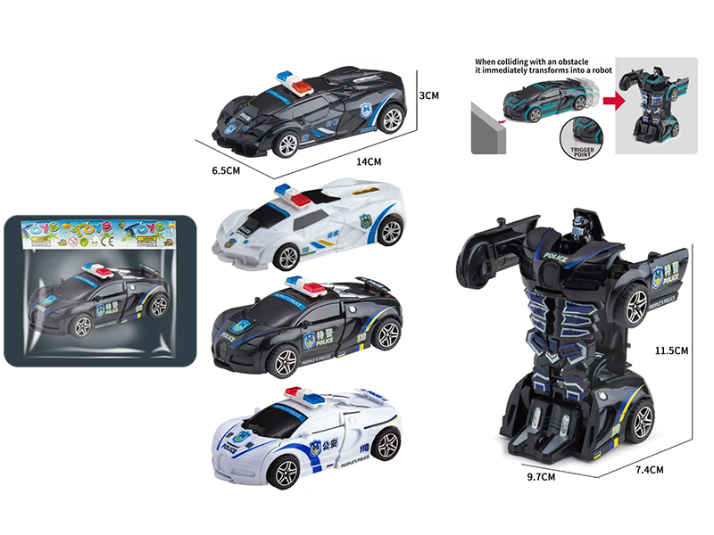 Friction Crash Deformation Bugatti Police Car 1PCS