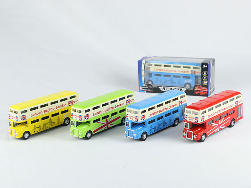 1:90 Pull Back Alloy London Double-Decker Bus With Sound And Lights, Can Open The Door