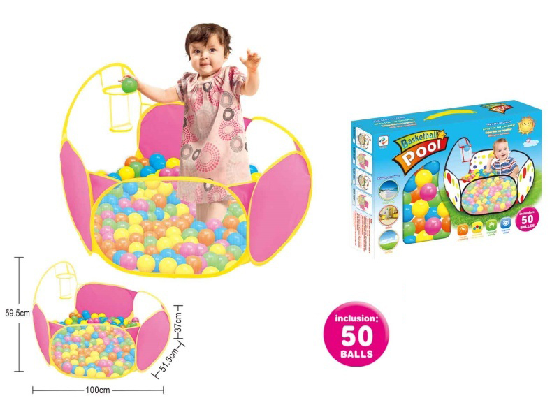 1M Pink Children Basketball Pool with 50PCS 6cm Ocean Ball