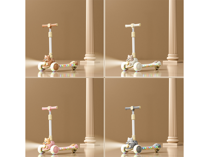 Extended-Pedal Cute Bear Scooter(One Key To Folding, Lights, Music)