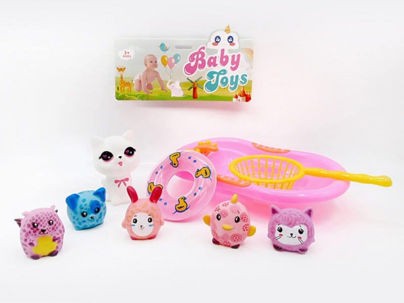 Vinyl Kitten Bath Set With Bb Whistle