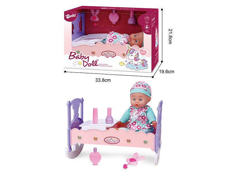 12" Doll Sleeping Bed Play Set