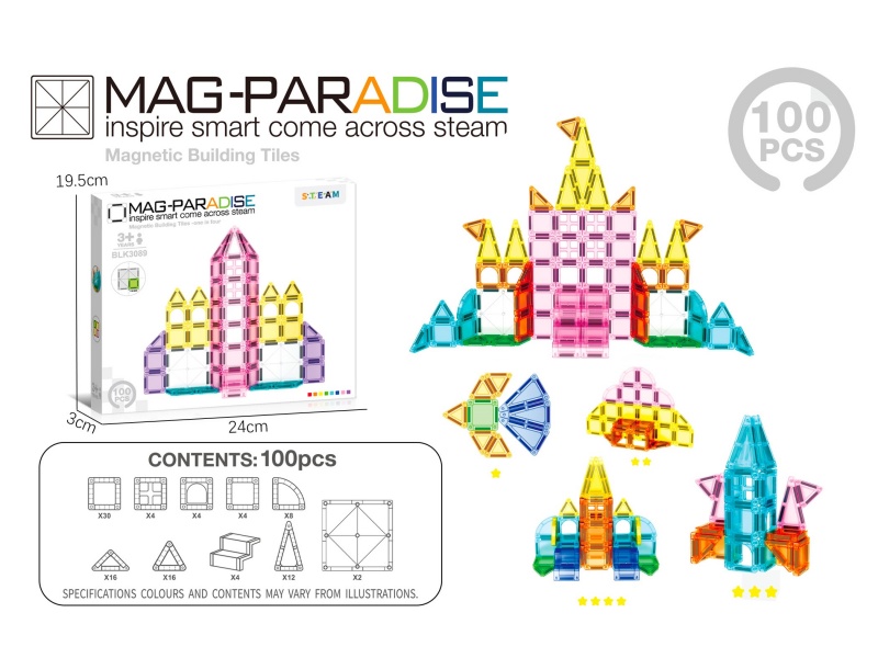 Mini Magnetic Tiles 100 Pcs
