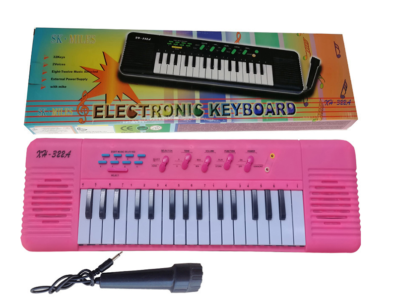 32 Keys Electronic Organ/(Pink, With Microphone)