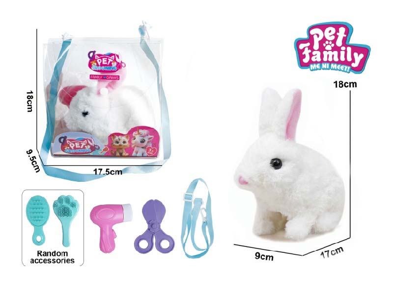 B/O Plush Walking Long-Haired Rabbit + Small Accessories 3