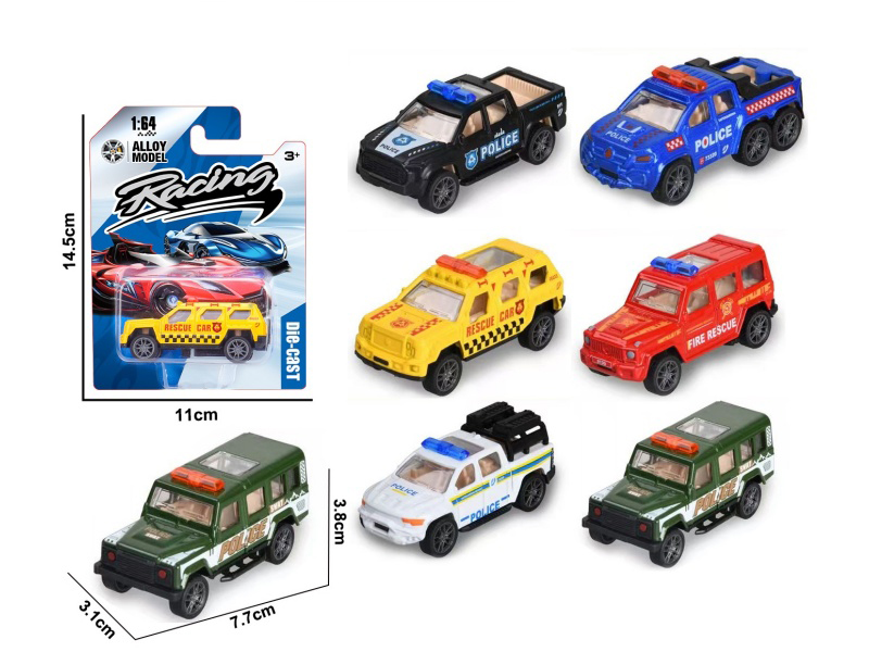 1:64 Pull Back Alloy Off-Road Police Cars