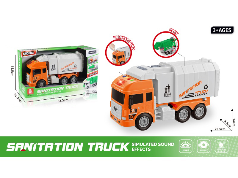 1:16 Sound And Light Inertial Sanitation Vehicle - Orange (Battery Not Included :2*Aaa)