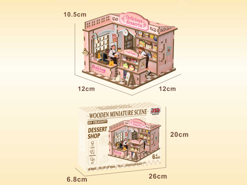 Diy Wooden Assembly Dessert House Scene 132 PCS