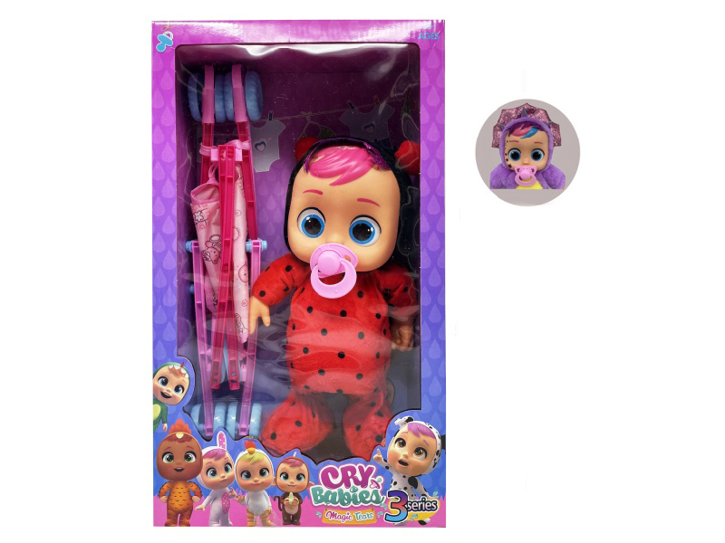 22 Inch B/O Walking 12D Eyes Solid Cry Baby Doll With Pacifier Sensor + Stroller Toy