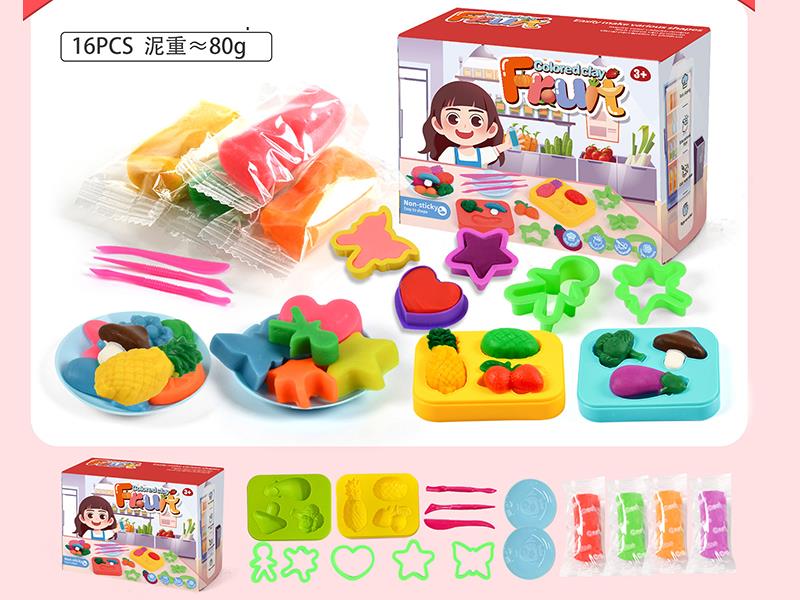 Fruit And Vegetable  Clay Mold Set 16pcs