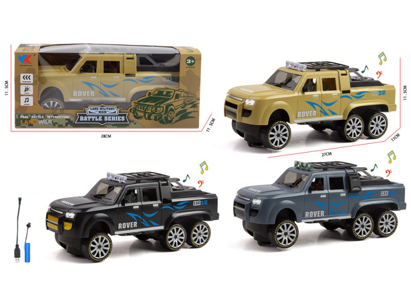 1:16 Six-Wheel Land Rover Off-Road Pickup Truck: Equipped With Lights, Music, Spare Tire, Universal Electric Simulation Vehicle, Fully Charged