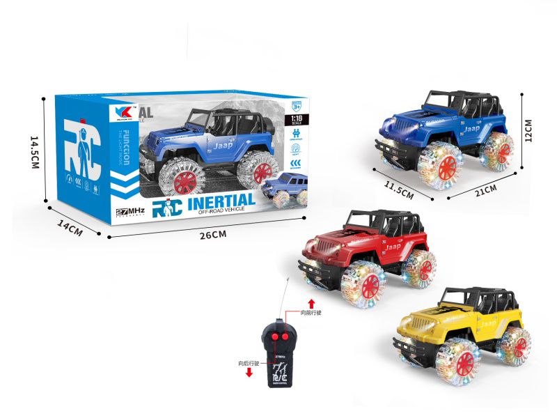 1:18 2CH Jeep Simulation Car + Headlights + Four-Wheel Seven-Color Dazzling Lights