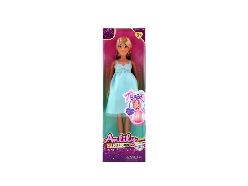 11.5-Inch Solid Pregnant Woman Doll (Brown Skin Color)