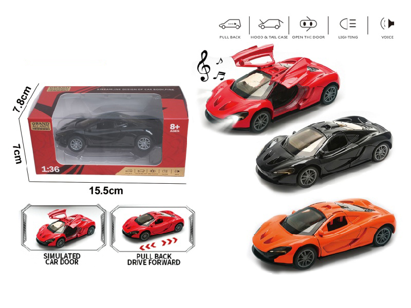 1:36 Resilience Alloy Car Model - Mclaren P1 With Lights And Music (3-Color Mixed Outfit)