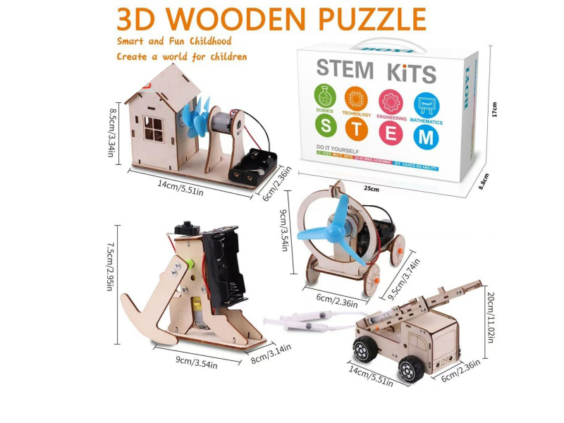 DIY Wooden Puzzle Energy Conversion Science And Educational Toys 4PCS