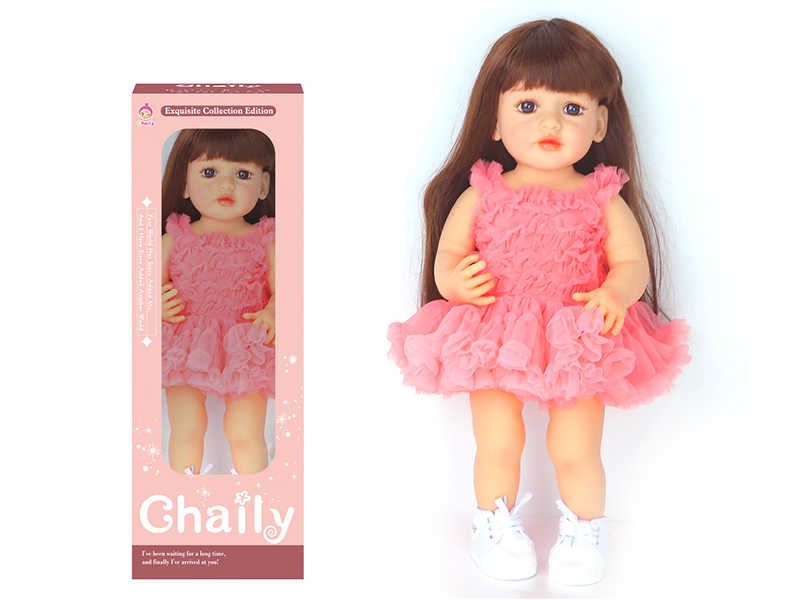 55CM Soft Glue High Simulation Baby Doll(Wig Sheath)With Diaper, Birth Card