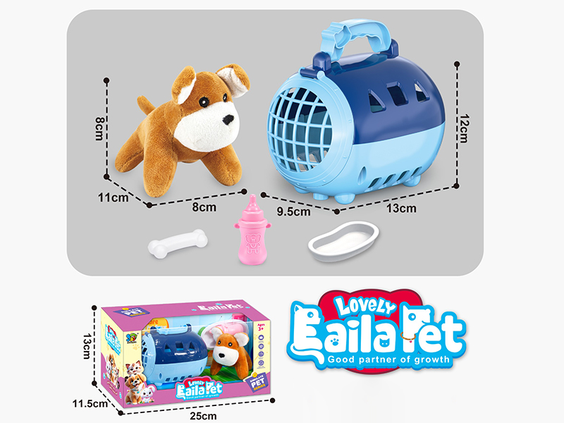 Plush Dog Pet Cage Set