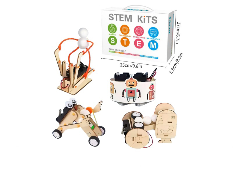 DIY Wooden Robot Science And Educational Toys 4PCS