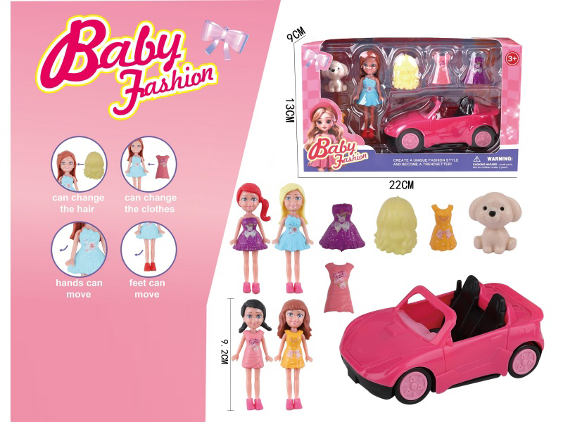 3.5-Inch Dress-Up Doll Car Set