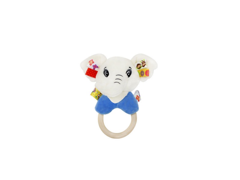Bb Is Called The Blue Elephant Baby Plush Wooden Ring Hand Bell