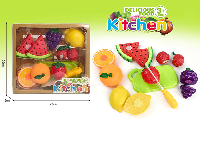 Simulation Wooden Box Cutting Fruits Set